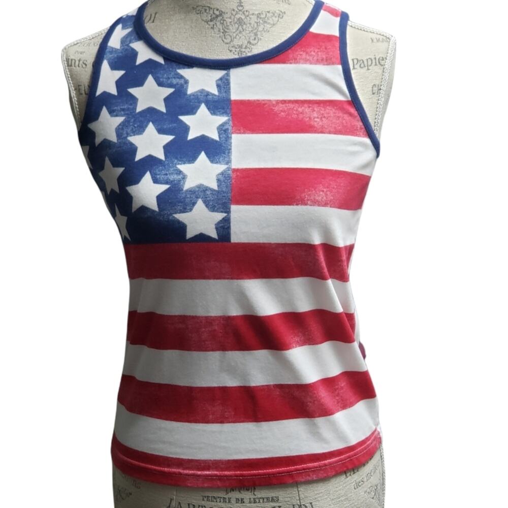 City Streets American Flag Red White & Blue  Girls Tank Top 10/12
